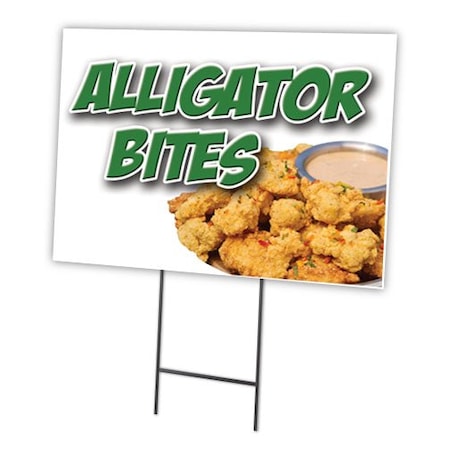 Alligator Bites Yard Sign & Stake Outdoor Plastic Coroplast Window